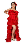 Girls Red Gown length Party dress M231001