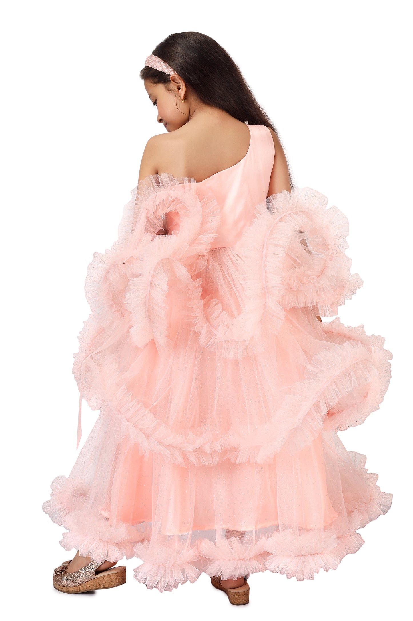 Girls Peach Gown length Party dress M232701