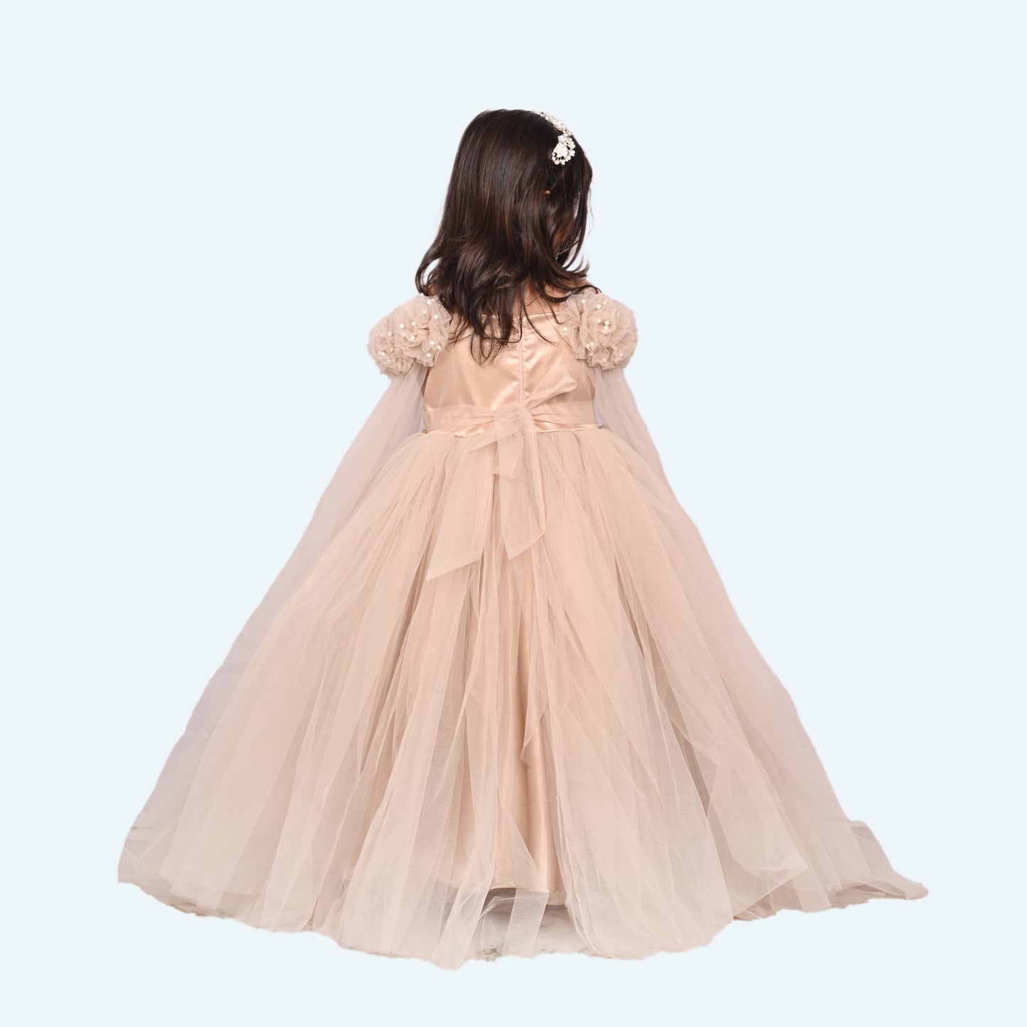 Girls champagne gown length party dress m250065