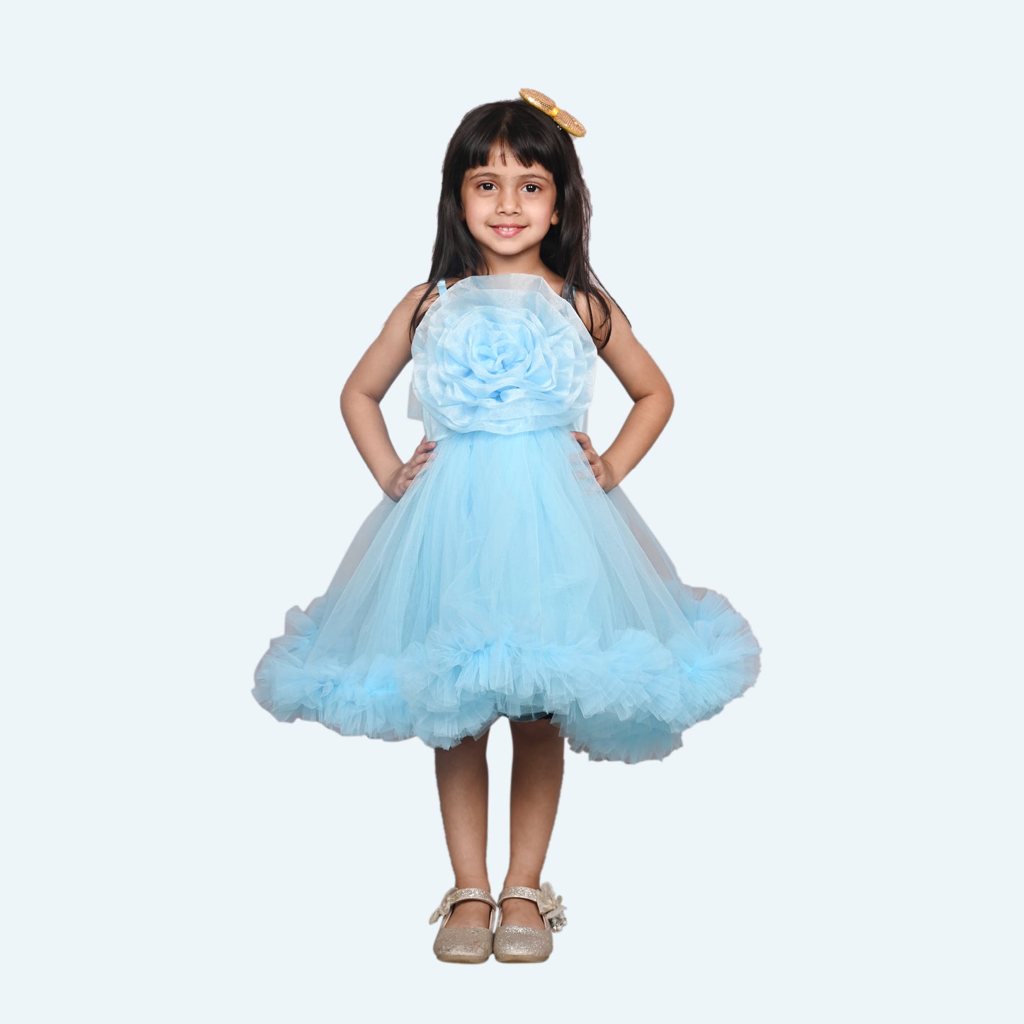 Blue party frock for girls-M250114
