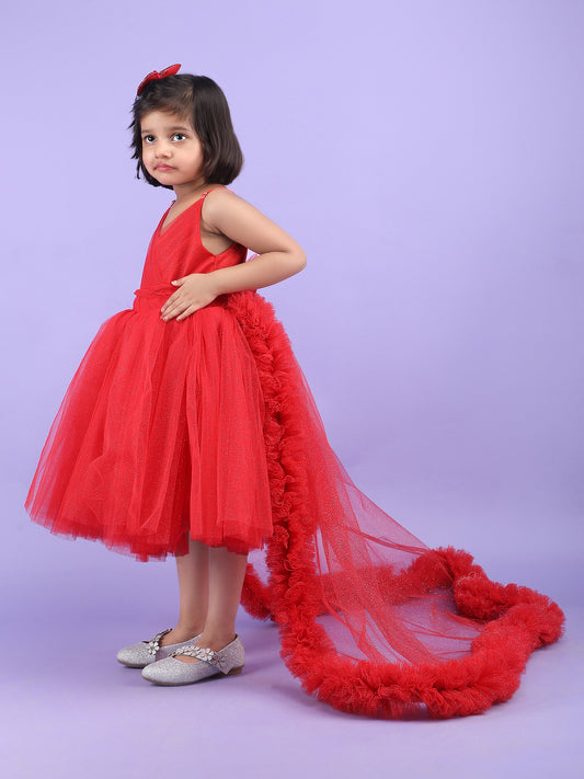 Girls Red Party frock m240029