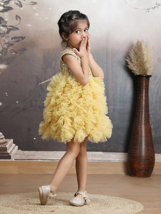 Girls gold Knee length Party frock