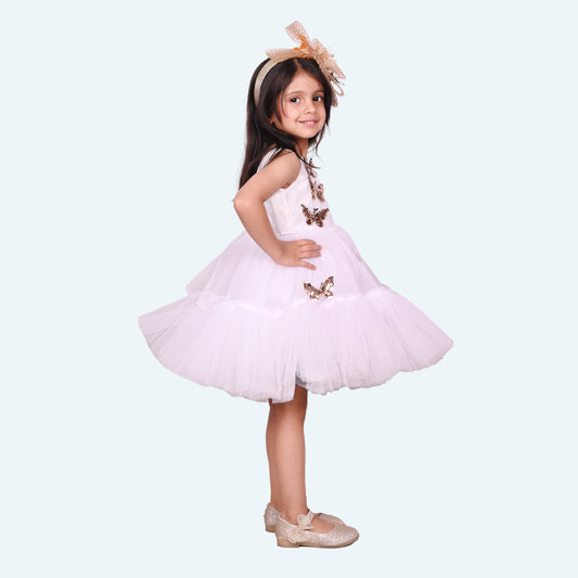Girls white casual frock m250041