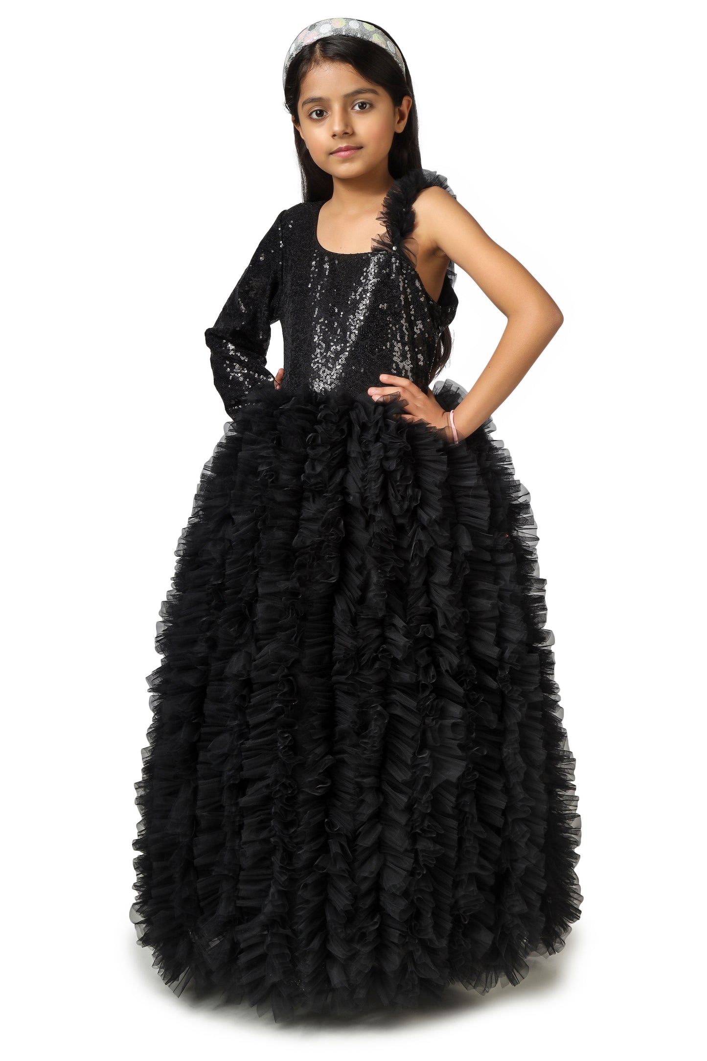 Girls Black Gown length dress M230901