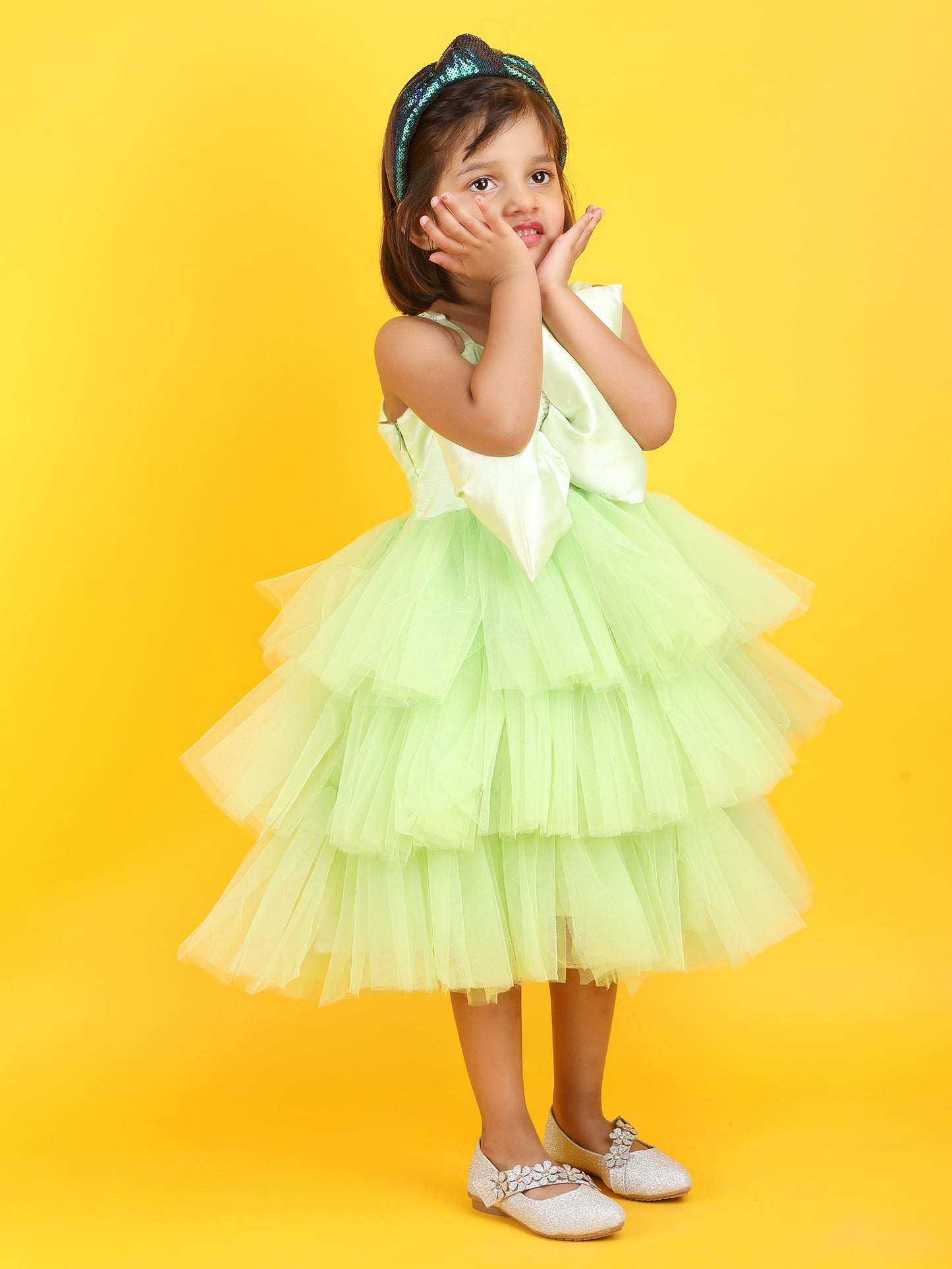 Girls Green Party frock m240018
