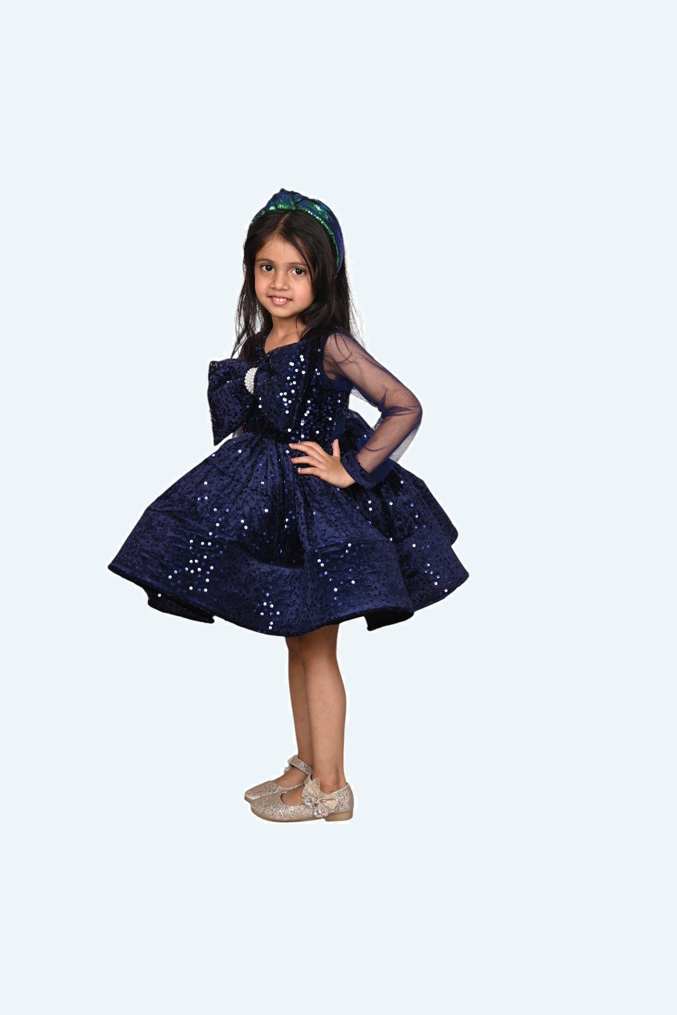 Girls blue casual frock m250047