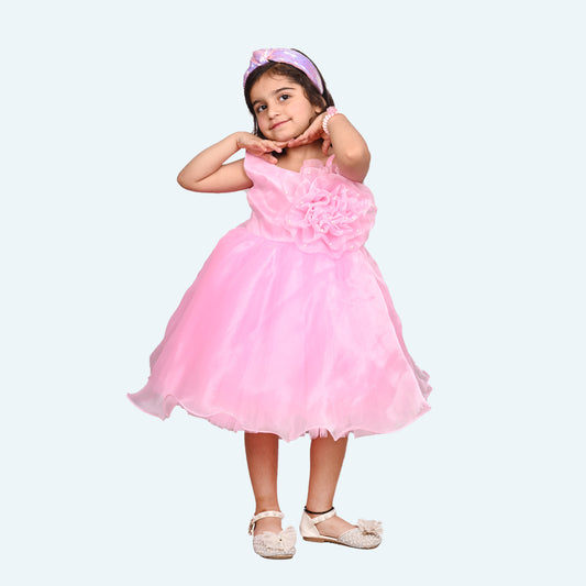 Girls pink casual frock m250049