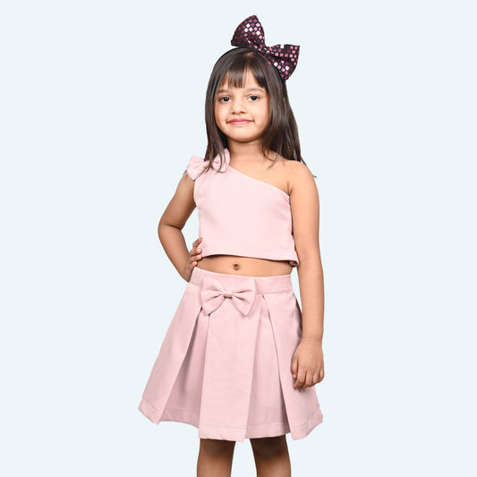 Girls one shoulder knee length coord set