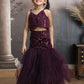 Wine Color Ethnic Wear Sleeveless Lehenga Choli Set For Girls-M250317