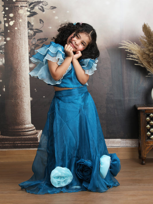 Girls Teal indo-western dress