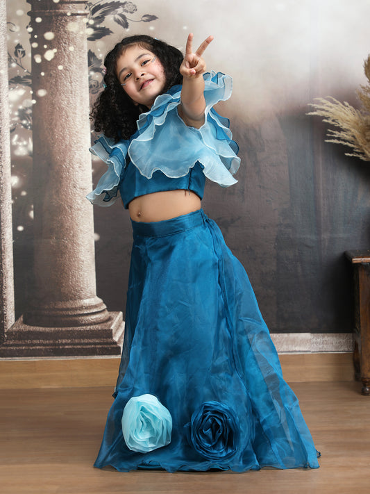 Girls Teal indo-western dress