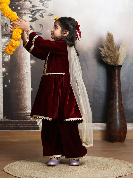 maroon silk blended sharara set-m250331