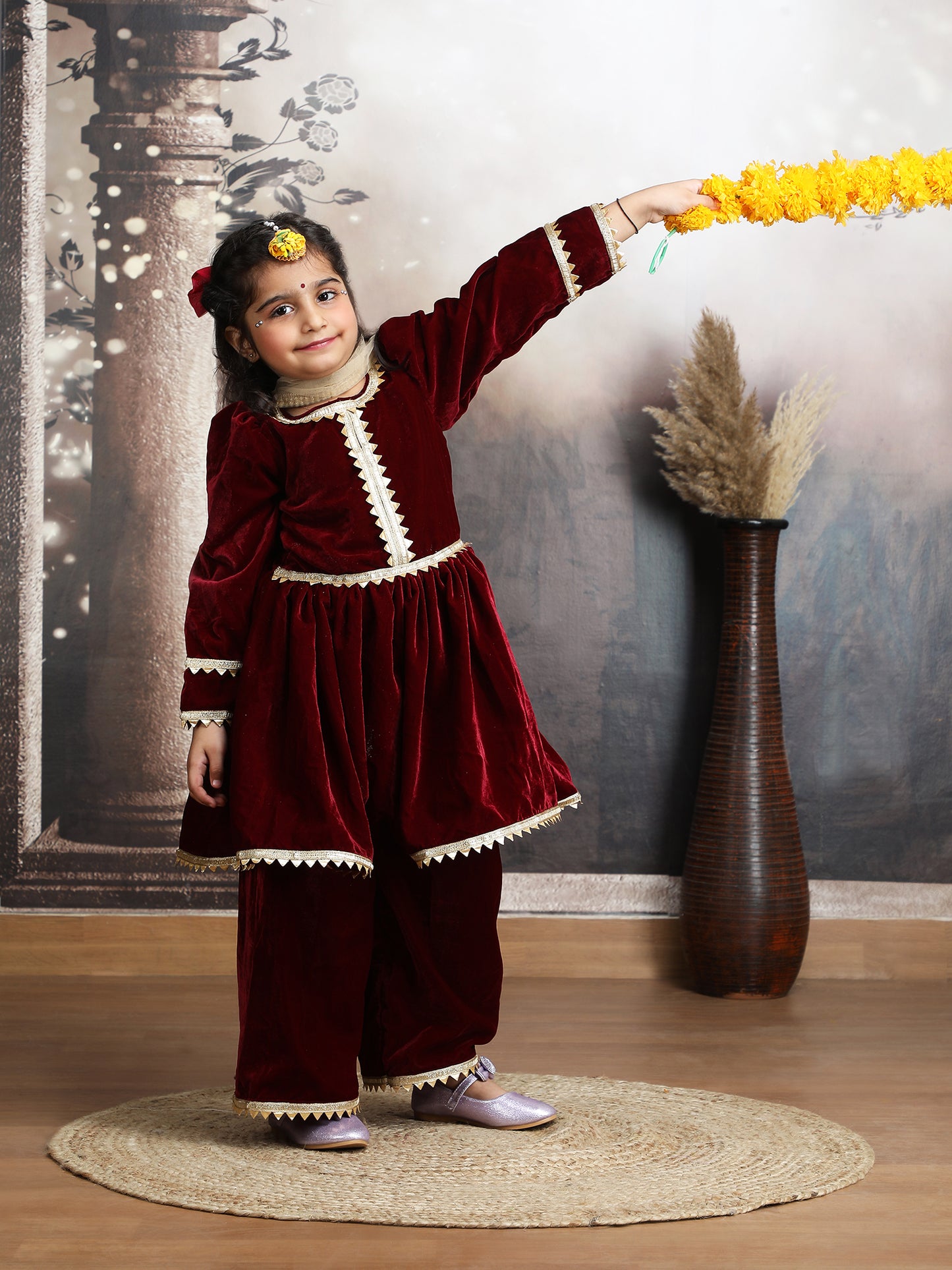 maroon silk blended sharara set-m250331