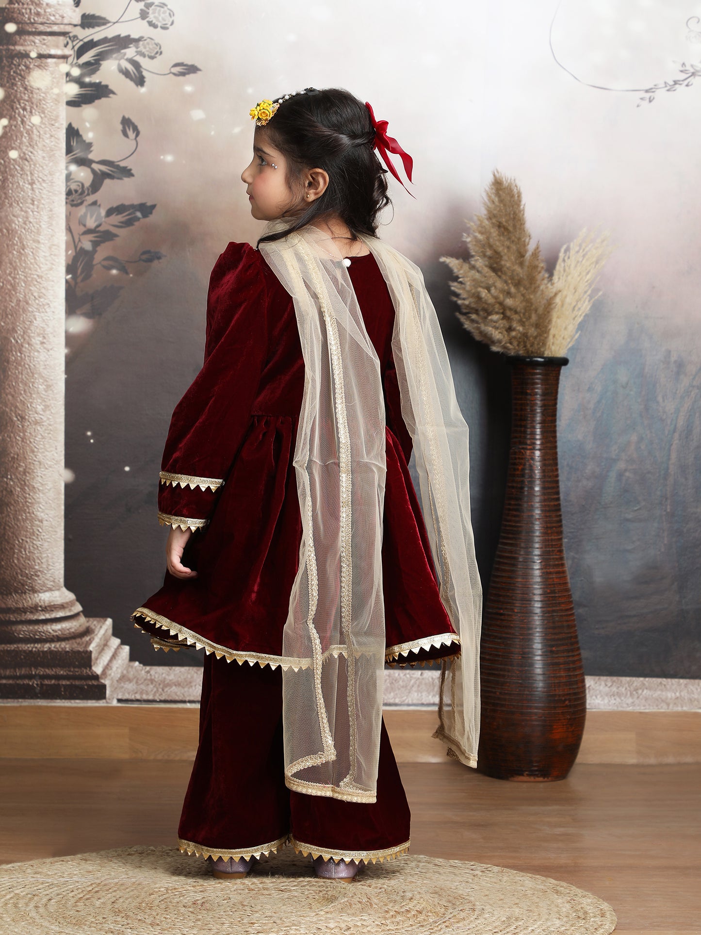 maroon silk blended sharara set-m250331