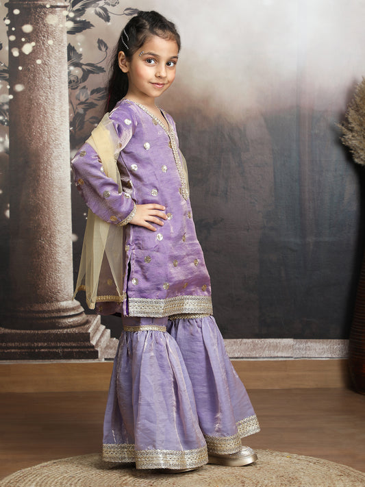 purple silk blended sharara setM250322