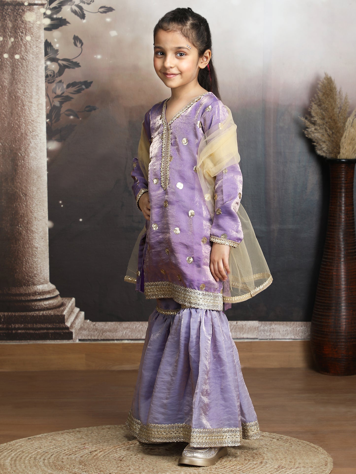 purple silk blended sharara setM250322