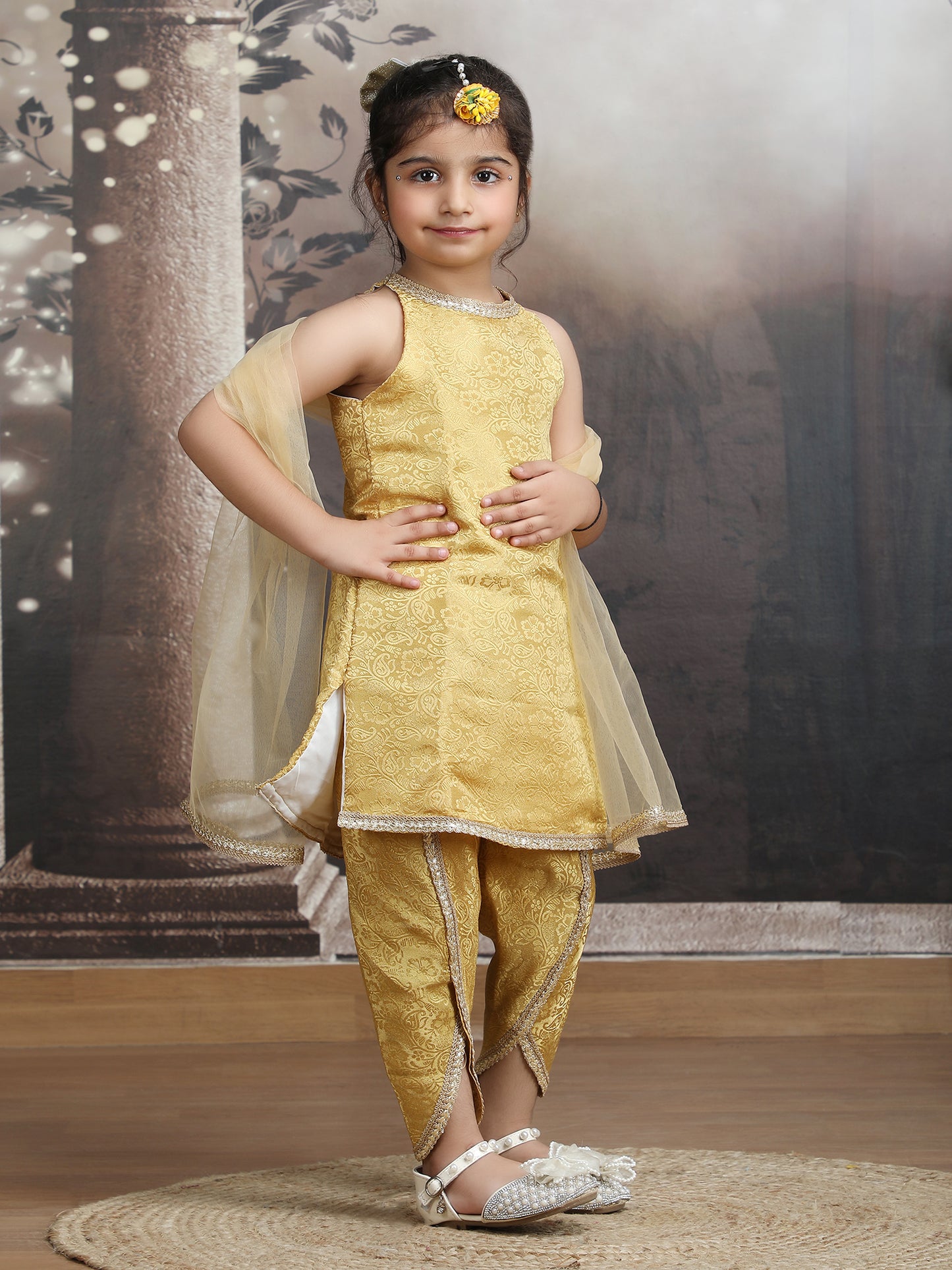 gold-dhoti-suit  M250327