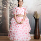 Girls pink printed indo western party dress