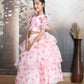 Girls pink printed indo western party dress
