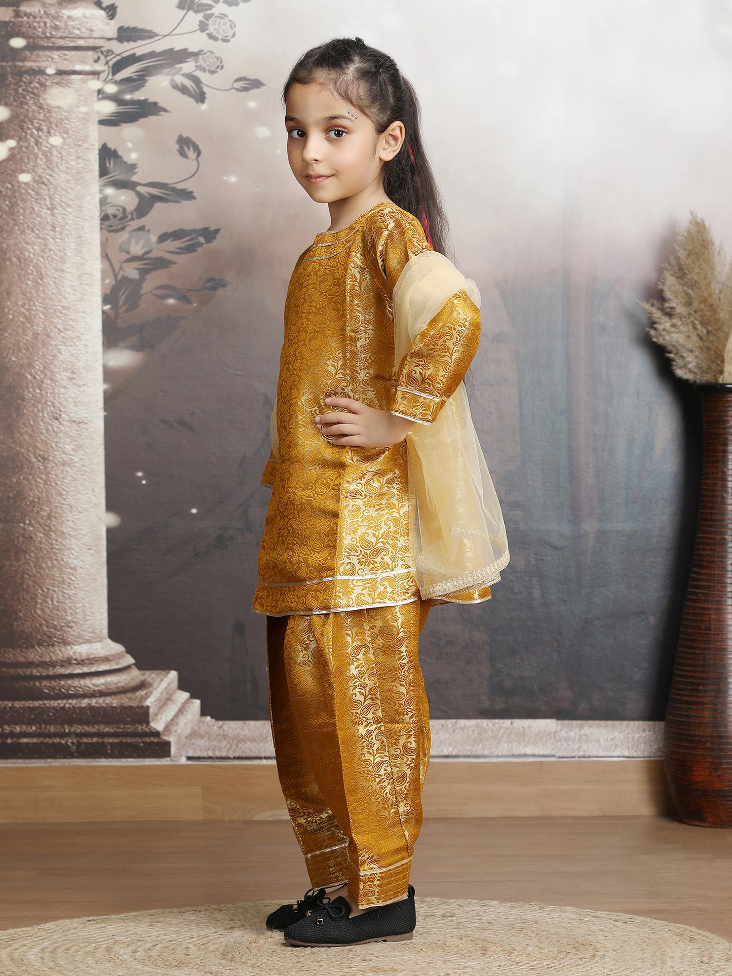 yellow embroidery salwar suit  M250325