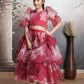 Girls maroon printed indo western party dress