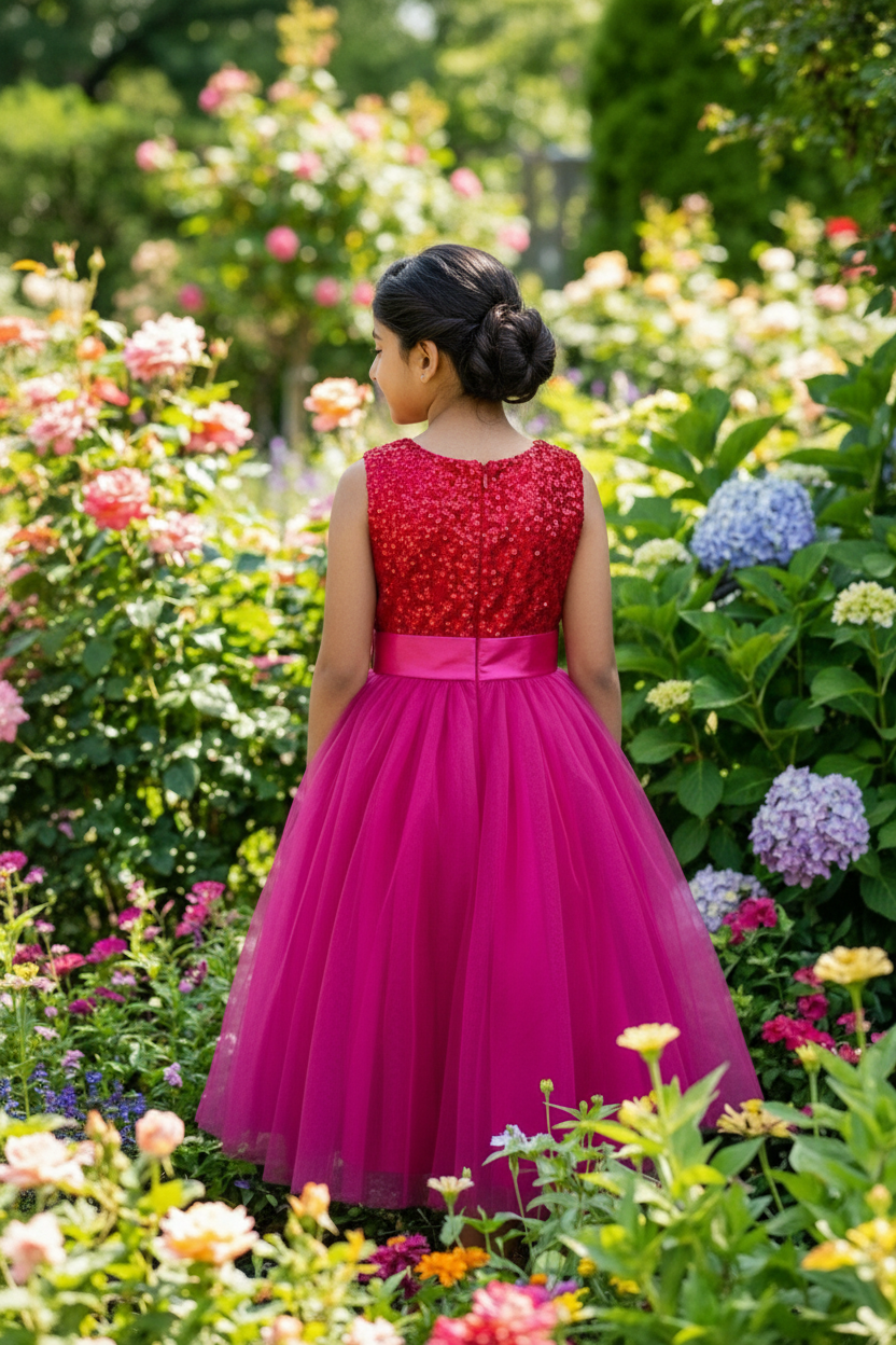 Girls magenta casual frock m250063