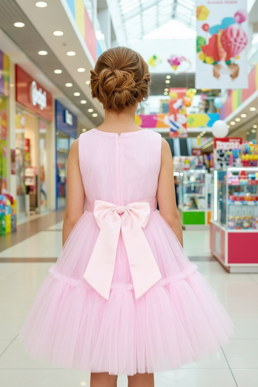 Girls pink casual frock m250054