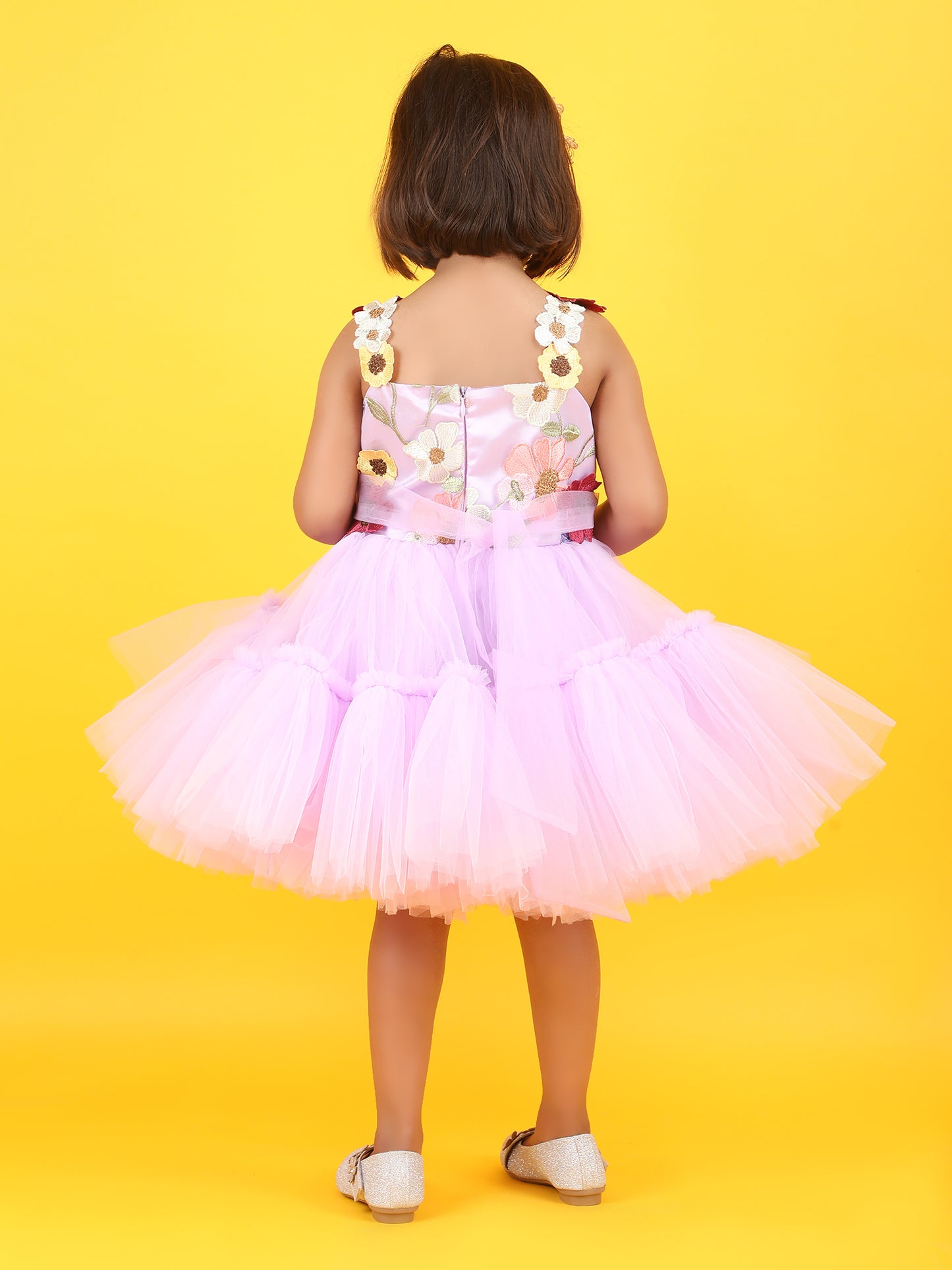 Girls purple knee length Casual frock m240007