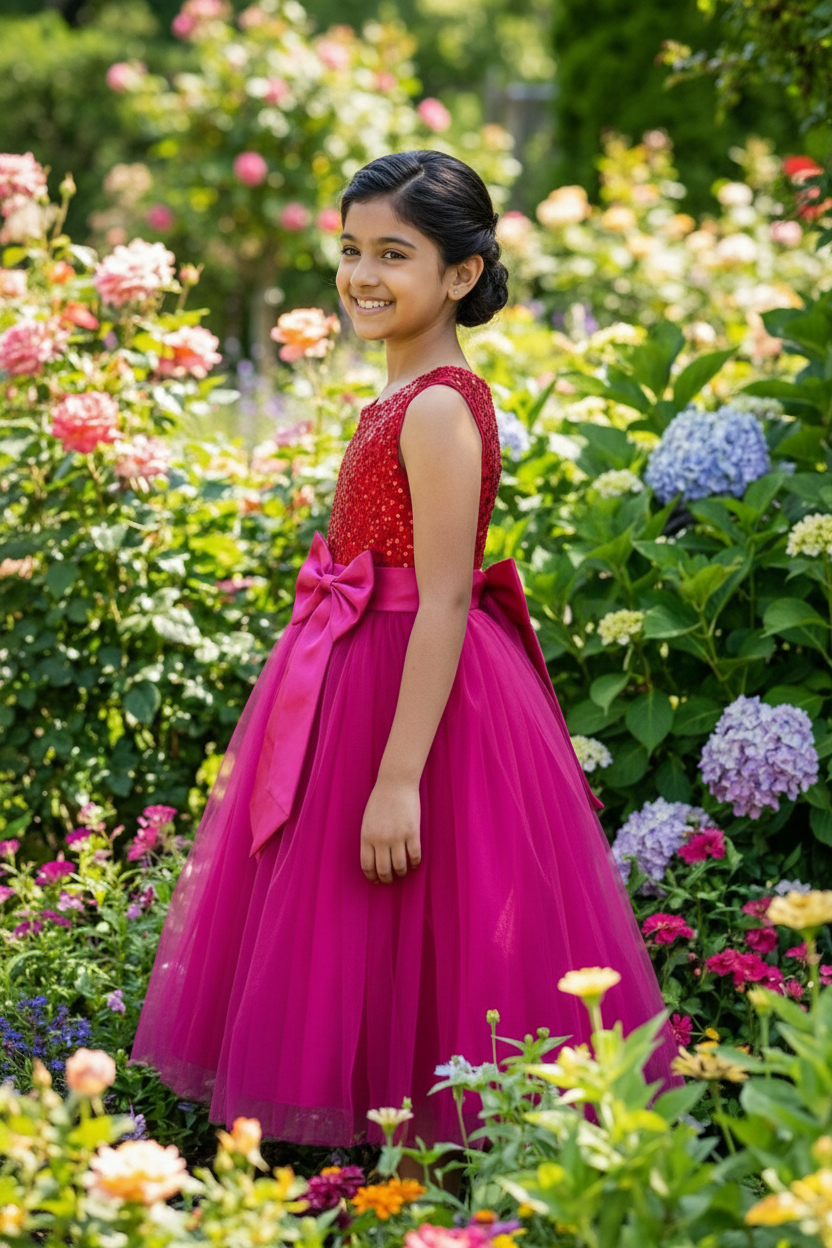 Girls magenta casual frock m250063