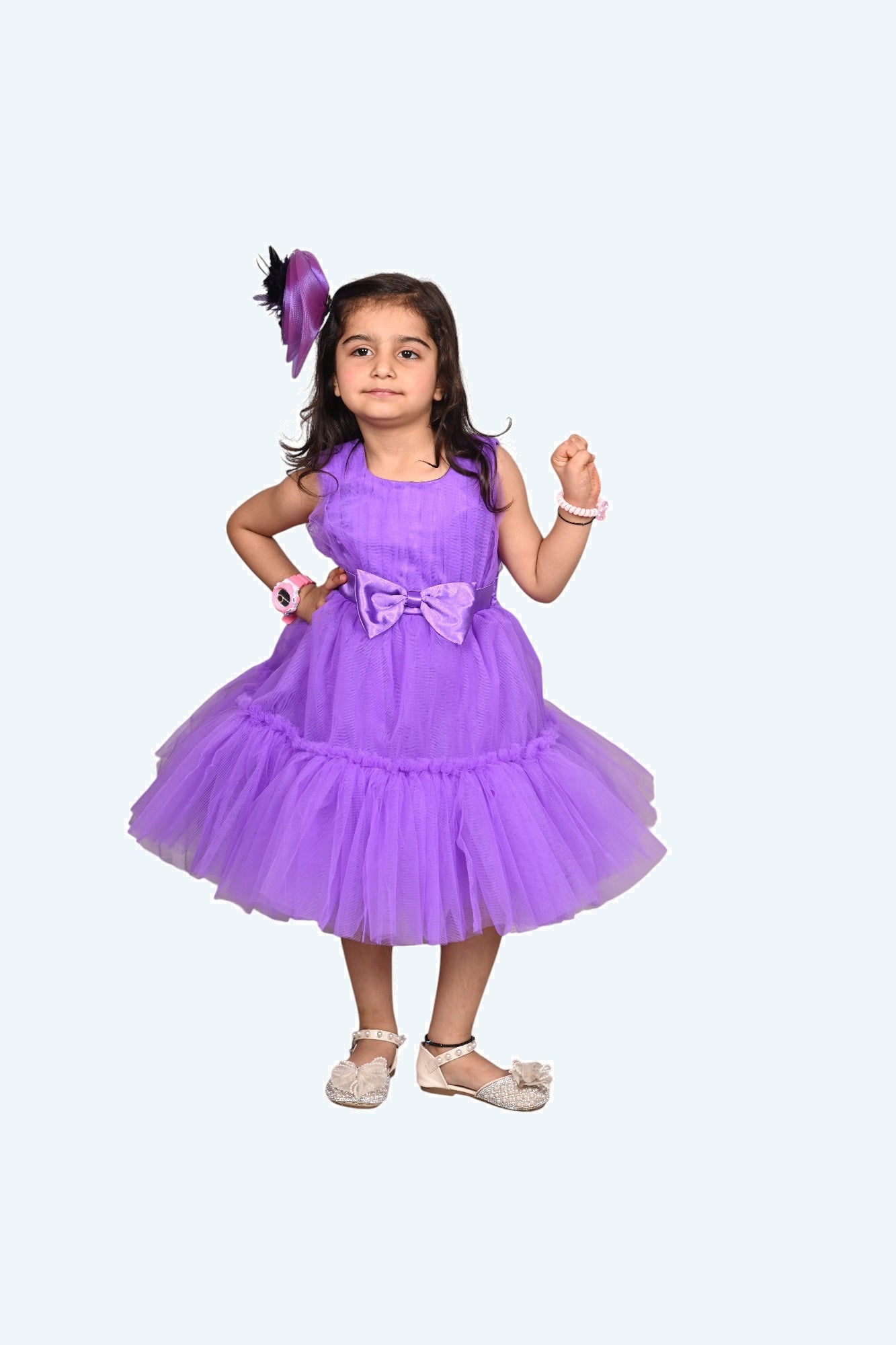 Purple party frock for girls-M250055