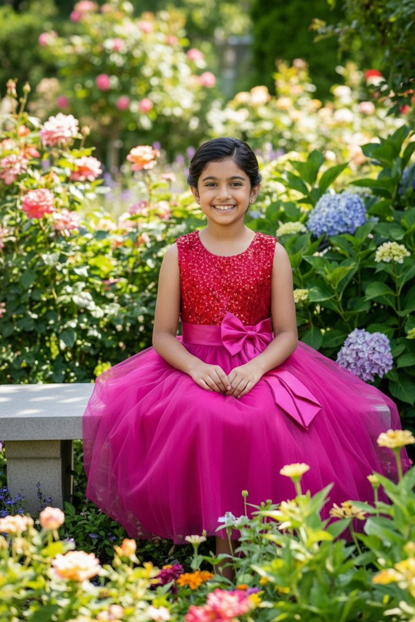 Girls magenta casual frock m250063