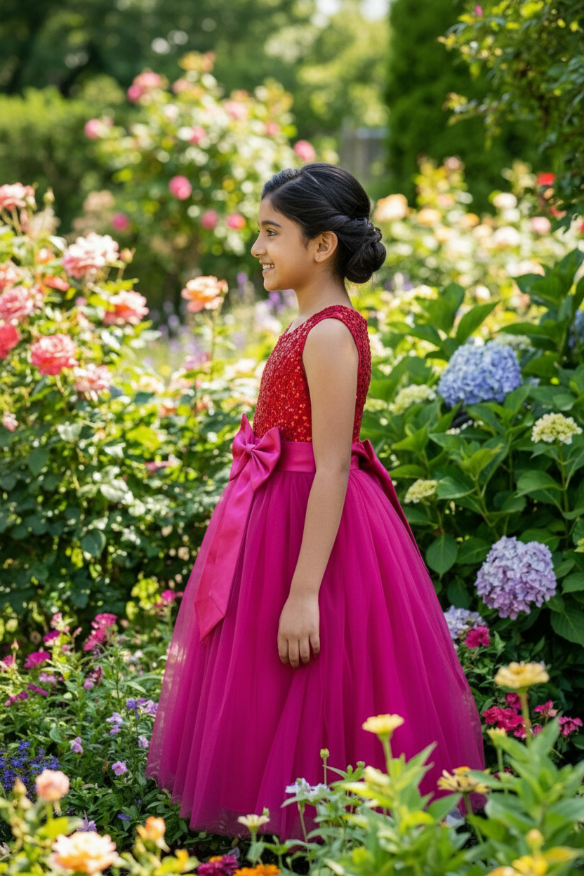 Girls magenta casual frock m250063