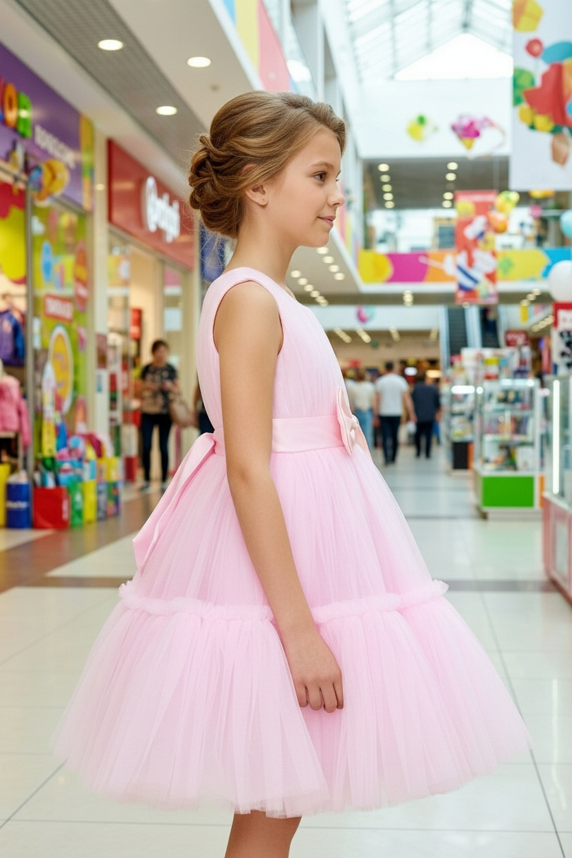 Girls pink casual frock m250054