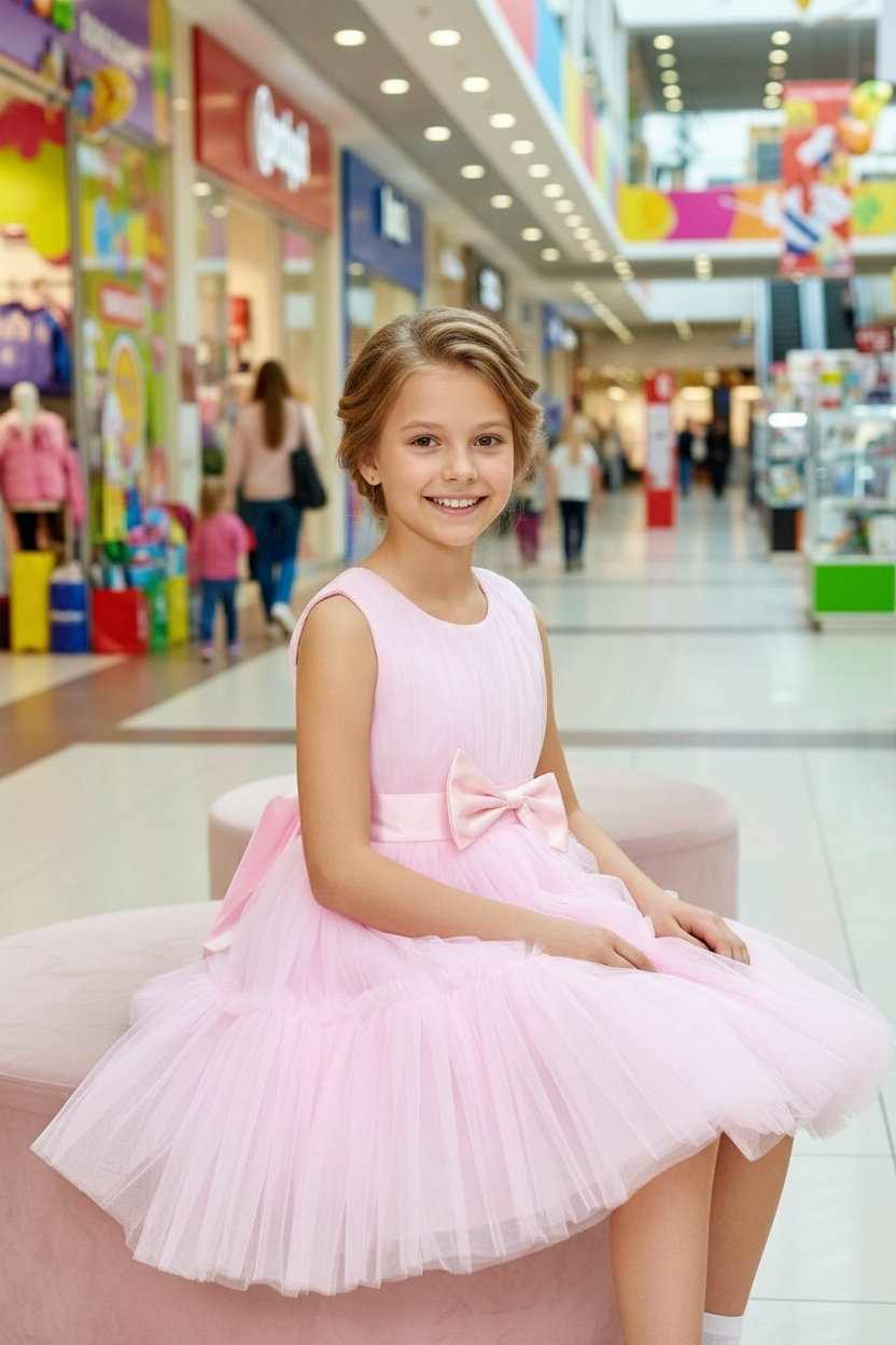 Girls pink casual frock m250054