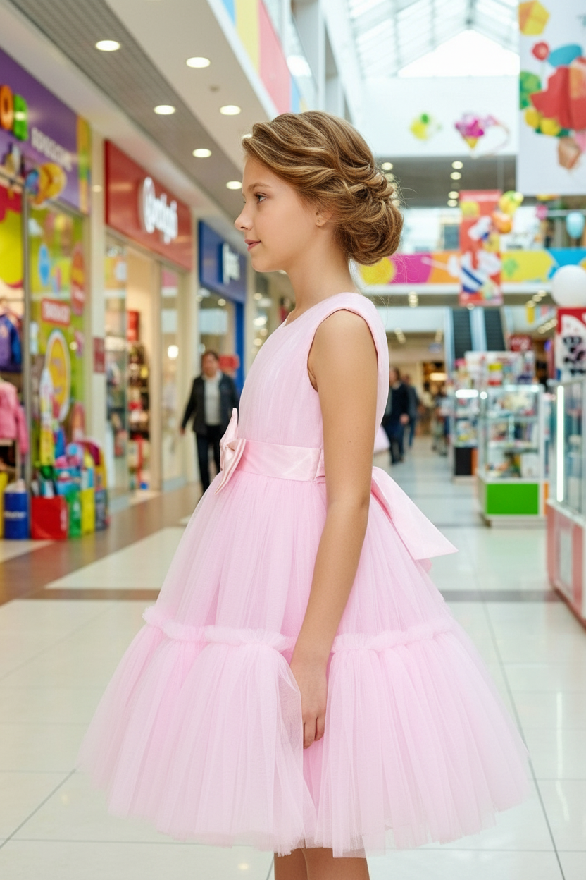 Girls pink casual frock m250054