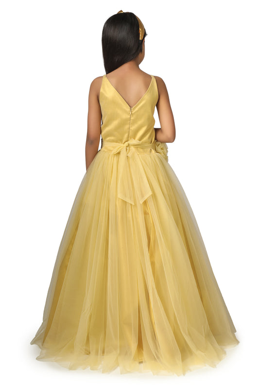 Girls Beige Color Princess Party Wear gown