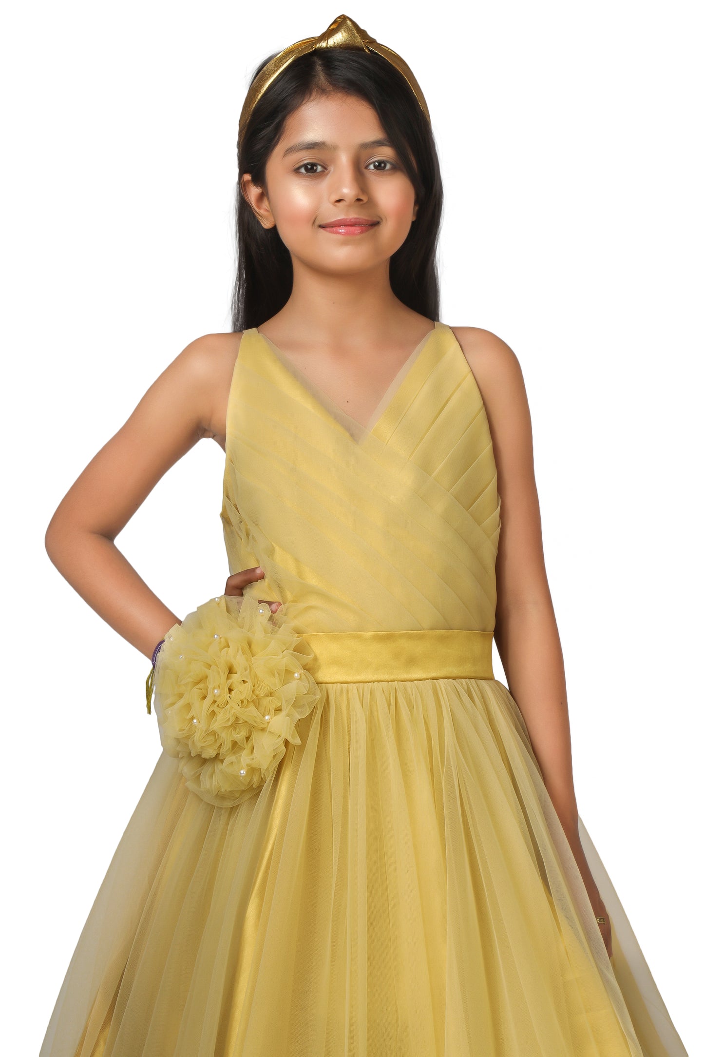 Girls Beige Color Princess Party Wear gown