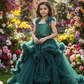 Girls teal green gown length dress M240017