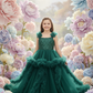 Girls teal green gown length dress M240017