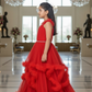 Girls Red Gown length premium dress M230901