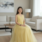 Girls gold Gown length dress M230901