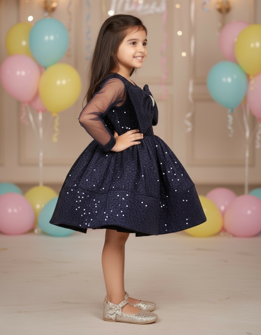Girls blue casual frock m250047