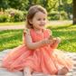 Girls peach casual frock m250064