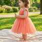 Girls peach casual frock m250064