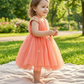 Girls peach casual frock m250064