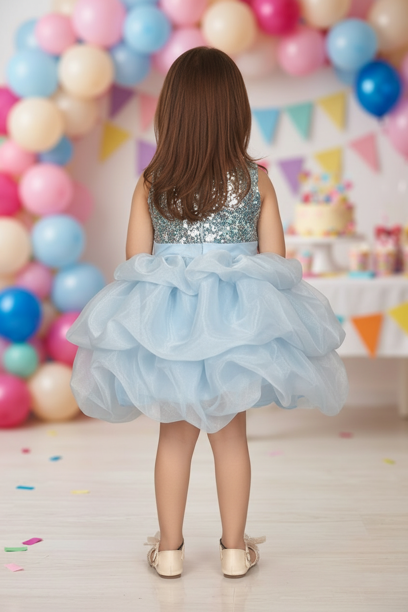 Girls blue casual frock m250044