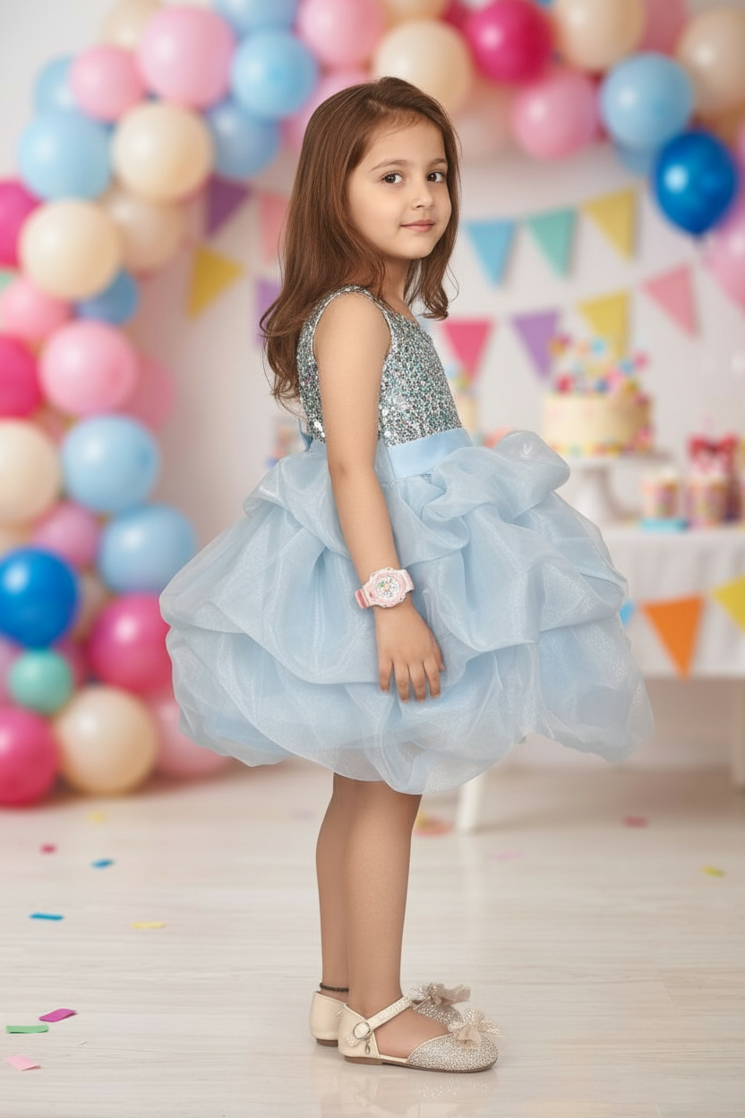 Girls blue casual frock m250044