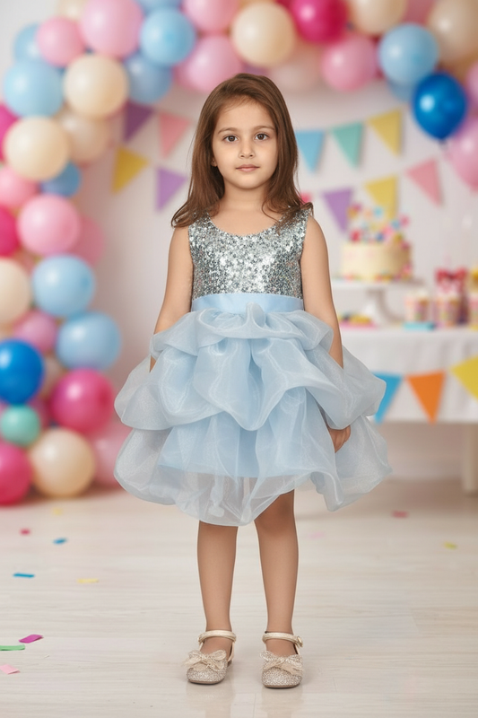 Girls blue casual frock m250044