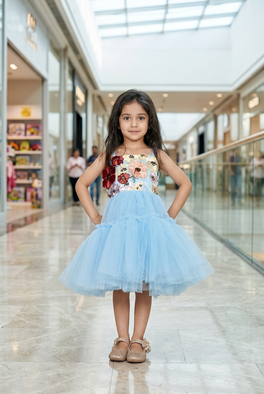 Girls blue casual frock m250038
