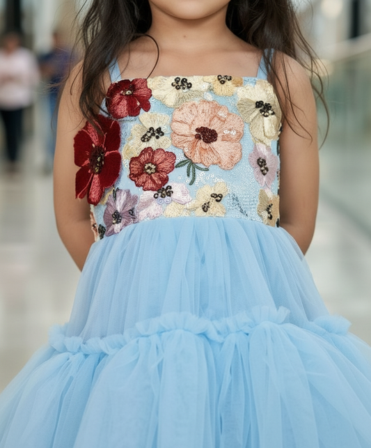 Girls blue casual frock m250038